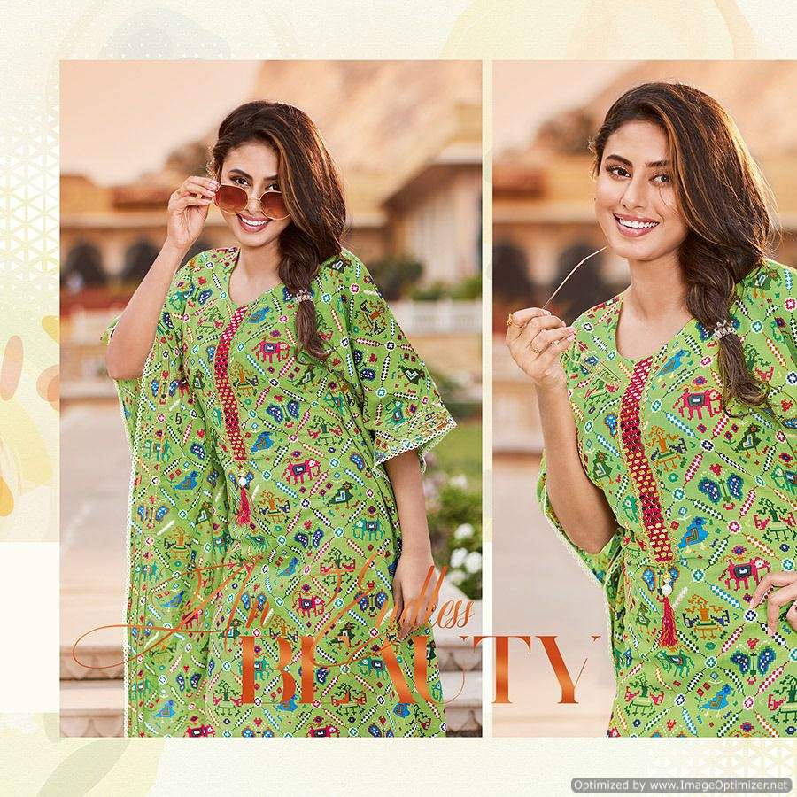 Cocktail 2 Stylish Fancy Ethnic Wear Cotton Kaftan Kurti Collection